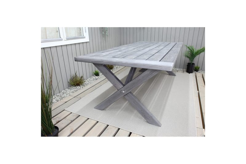 Utomhusmöbelgrupp 220 cm bord & 6 Belize grå stolar Grå - Grå - Utemöbler - Utegrupp - Matgrupper utomhus