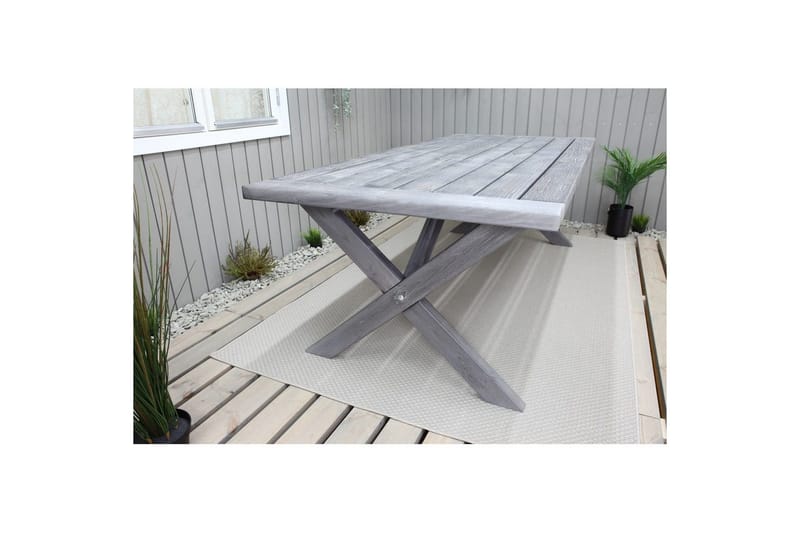 Utomhusmöbelgrupp 220 cm bord & 6 Merida naturell stolar Grå - Grå - Utemöbler - Utegrupp - Matgrupper utomhus