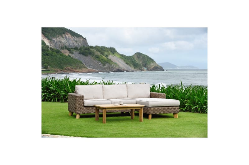 Utomhusmöbelgrupp Bahamas 2-sits & schäslong vänster soffbord 110 cm - Mörkgrå - Utemöbler - Utegrupp - Loungegrupp