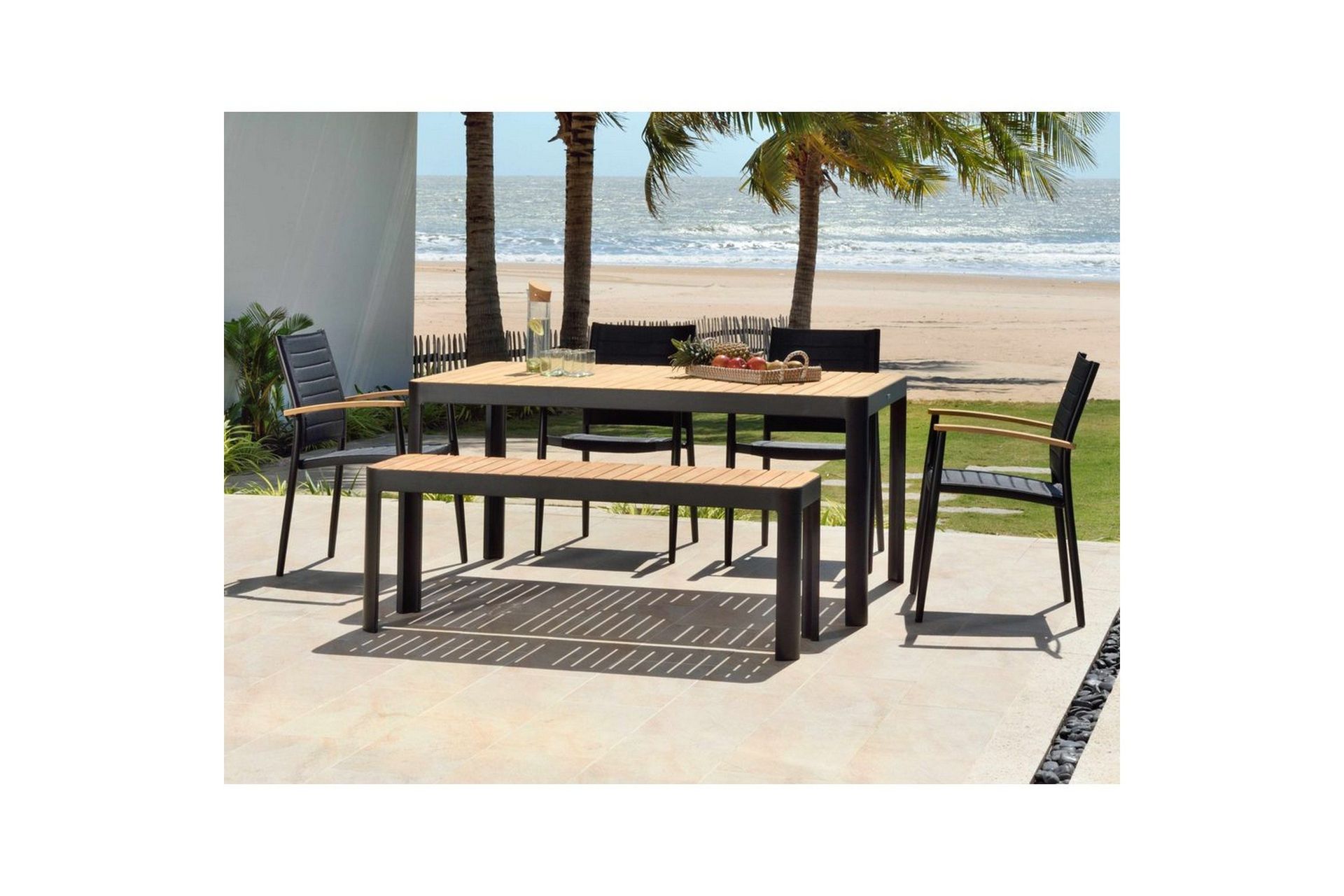 Utomhusm&ouml;belgrupp Lifestyle Garden Portals 161 cm 4 lite carverstolar + b&auml;nk - 4 lite carverstolar + b&auml;nk