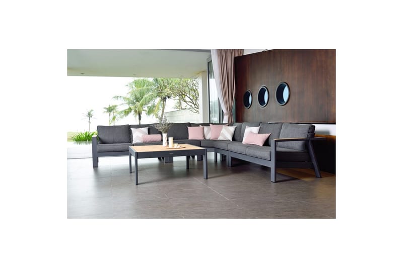 Utomhusmöbelgrupp Lifestyle Garden PALAU 2-sits höger & vänster + hörnsoffa stol + sidostol + soffbord 140 cm - Utemöbler - Utegrupp - Loungegrupp