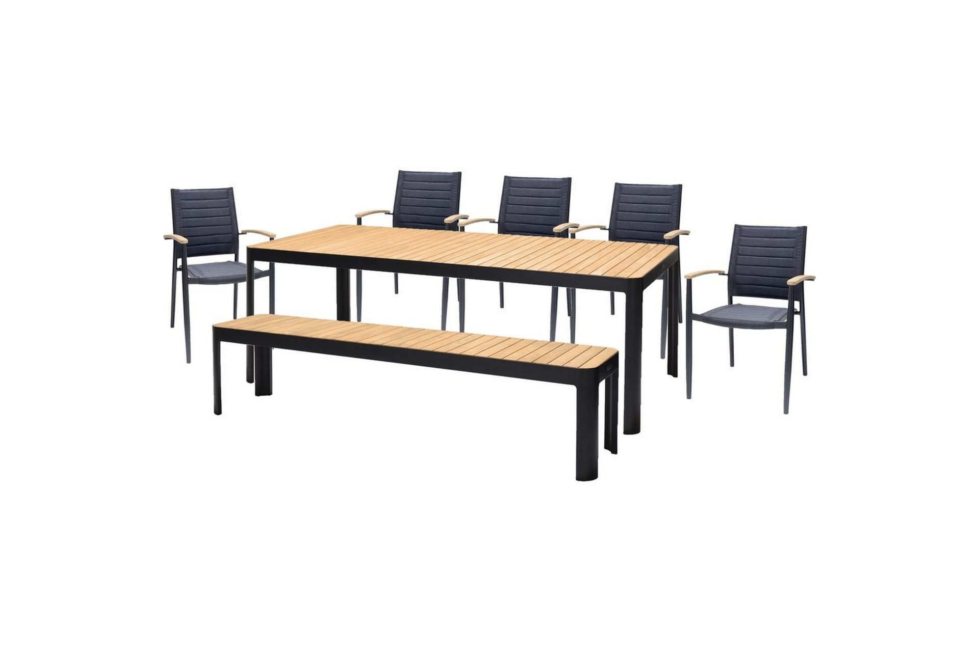 utomhusmöbelgrupp lifestyle garden portals 209 cm 5 lite carverstolar + bänk - 5 lite carverstolar + bänk