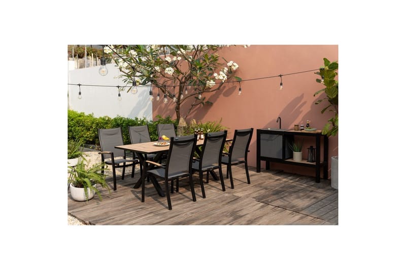 Utomhusmöbelgrupp Lifestyle Garden Panama 200 cm 6 stapelbarfotölj - 6 stapelbarfotölj - Utemöbler - Utegrupp - Matgrupper utomhus