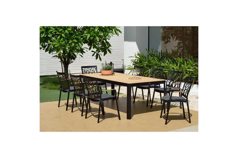 Utomhusmöbelgrupp Lifestyle Garden Portals 209 cm 8 trädskärarstolar - 8 trädskärarstolar - Utemöbler - Utegrupp - Matgrupper utomhus