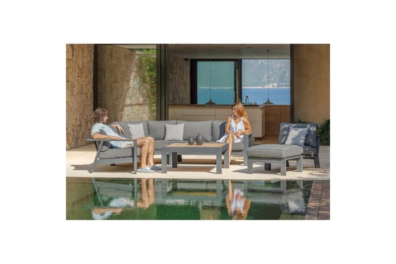 Utomhusmöbelgrupp Lifestyle Garden PALAU 2-sits höger & vänster + hörnsoffa stol + soffbord 100 cm - Utemöbler - Utegrupp - Loungegrupp