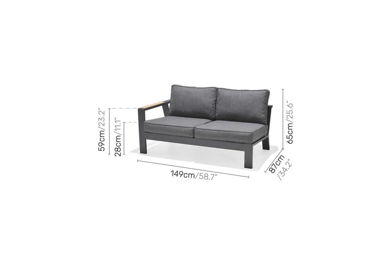 Utomhusmöbelgrupp Lifestyle Garden PALAU 2-sits höger & vänster + 2x hörnsoffa stol + 2x sidostol + soffbord 100 cm - Utemöbler - Utegrupp - Loungegrupp