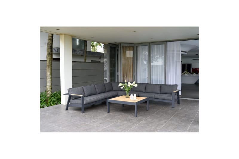 Utomhusmöbelgrupp Lifestyle Garden PALAU 2-sits höger & vänster + hörnsoffa stol + sidostol + soffbord 140 cm - Utemöbler - Utegrupp - Loungegrupp