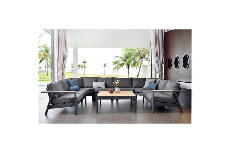 Utomhusmöbelgrupp Lifestyle Garden PALAU 2-sits höger & vänster + 2x hörnsoffa stol + 2x sidostol + soffbord 100 cm - Utemöbler - Utegrupp - Loungegrupp