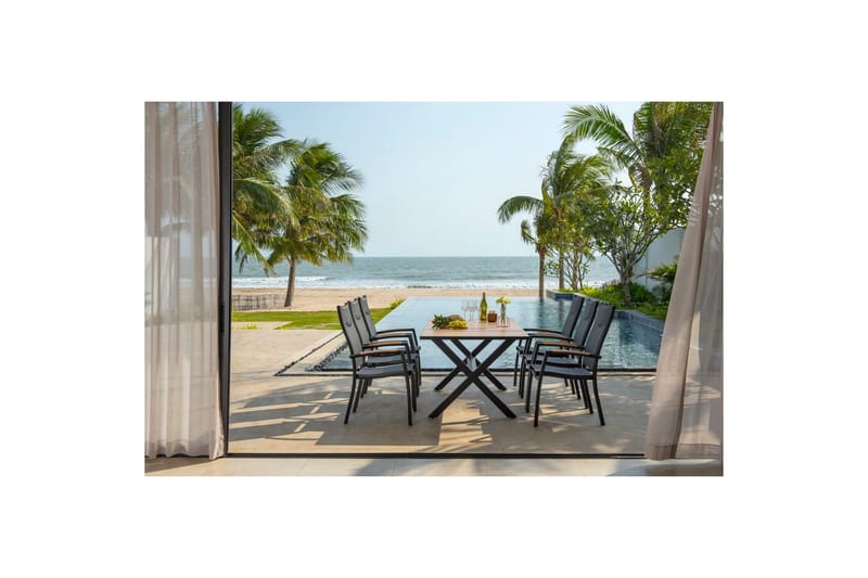 Utomhusmöbelgrupp Lifestyle Garden Panama 200 cm 6 stapelbarfotölj - 6 stapelbarfotölj - Utemöbler - Utegrupp - Matgrupper utomhus