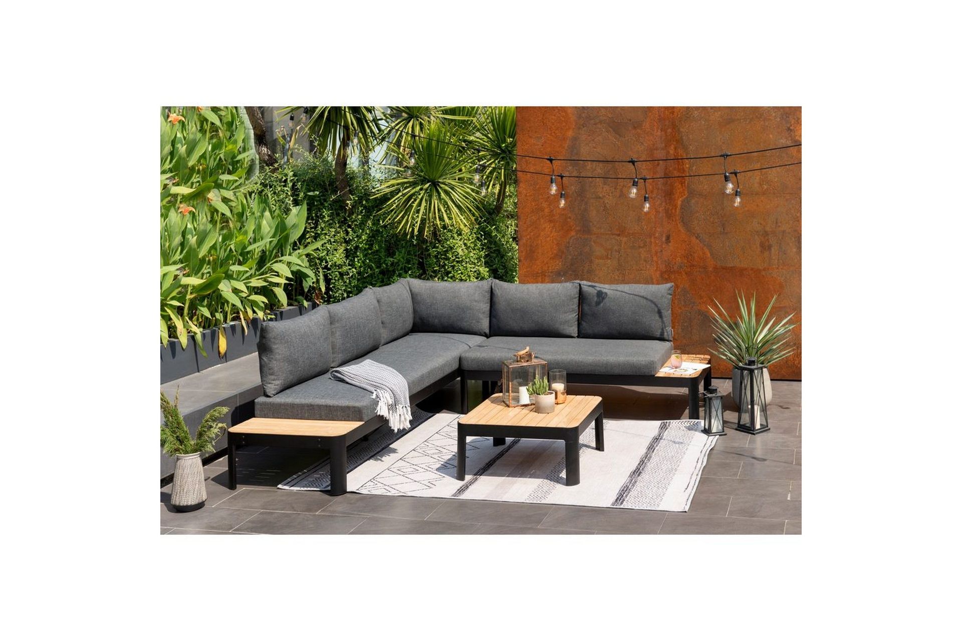 utomhusmöbelgrupp lifestyle garden portals 2-sits & 3-sits modulsoffa & soffbord -