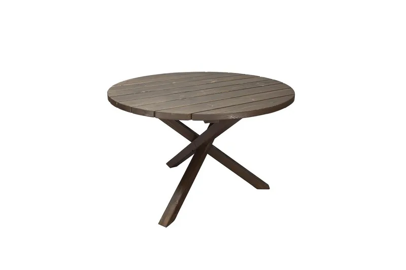 Utomhusmöbelgrupp Ø 112 cm bord & 4 Belize naturell stolar Brun - Brun - Utemöbler - Utegrupp - Matgrupper utomhus