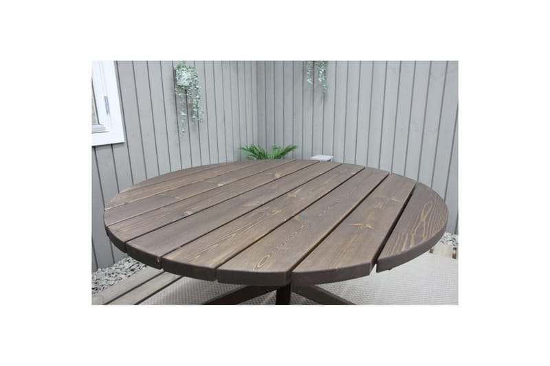 Utomhusmöbelgrupp Ø 112 cm bord & 4 Merida grå stolar Brun - Brun - Utemöbler - Utegrupp - Matgrupper utomhus