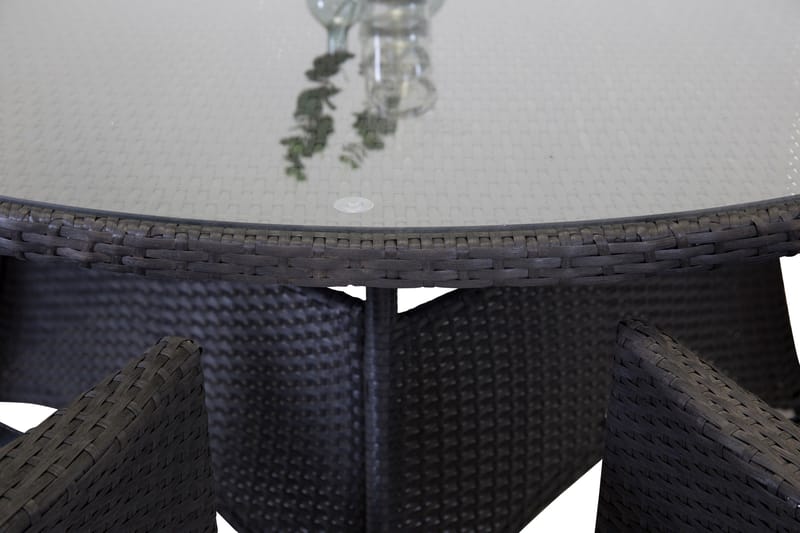 Volta Matgrupp Utomhus 150 cm Rund med 6 Malin Utestolar - Svart - Utemöbler - Utegrupp - Matgrupper utomhus