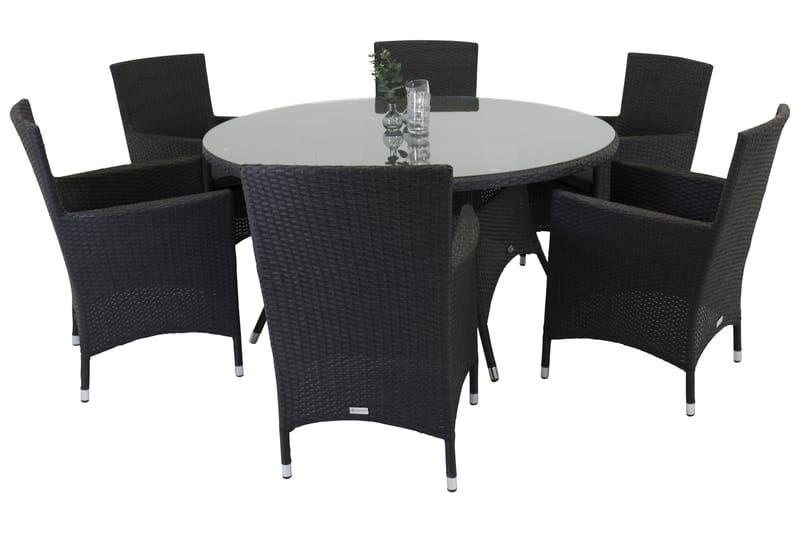 Volta Matgrupp Utomhus 150 cm Rund med 6 Malin Utestolar - Utemöbler - Utegrupp - Matgrupper utomhus