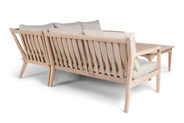 Wagnera Loungegrupp utomhus - L-formad soffa med fyrkantig soffbord i trä akacia - Natur / Beige - Utemöbler - Utegrupp - Loungegrupp