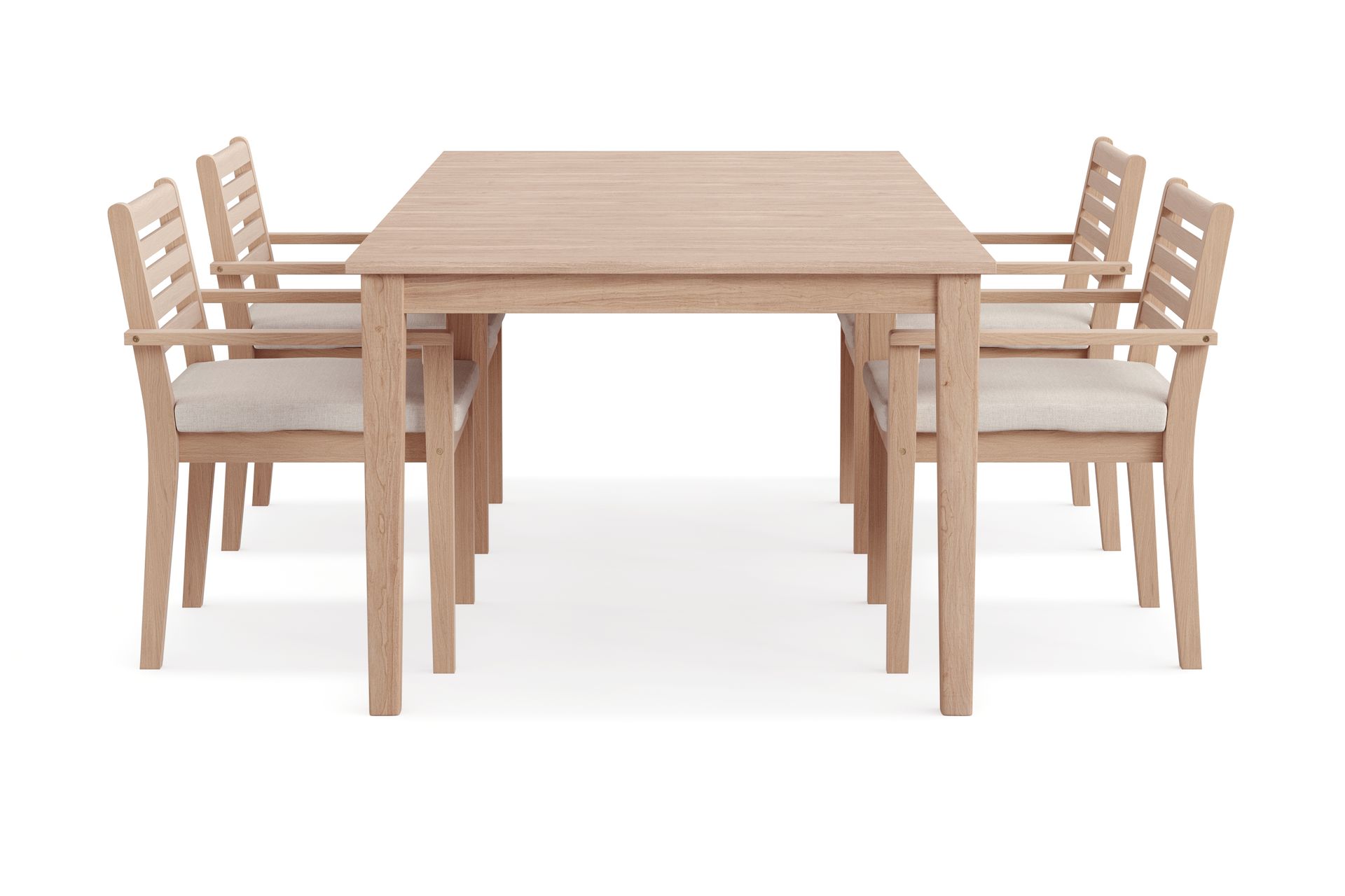 Wagnera Matgrupp Utomhus 206 cm med 4 Kamman Matstolar - Beige - Utemöbler - Utegrupp - Matgrupper utomhus