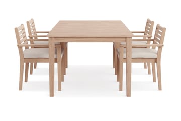 Wagnera Matgrupp Utomhus 206 cm med 4 Kamman Matstolar - Beige - Utemöbler - Utegrupp - Matgrupper utomhus