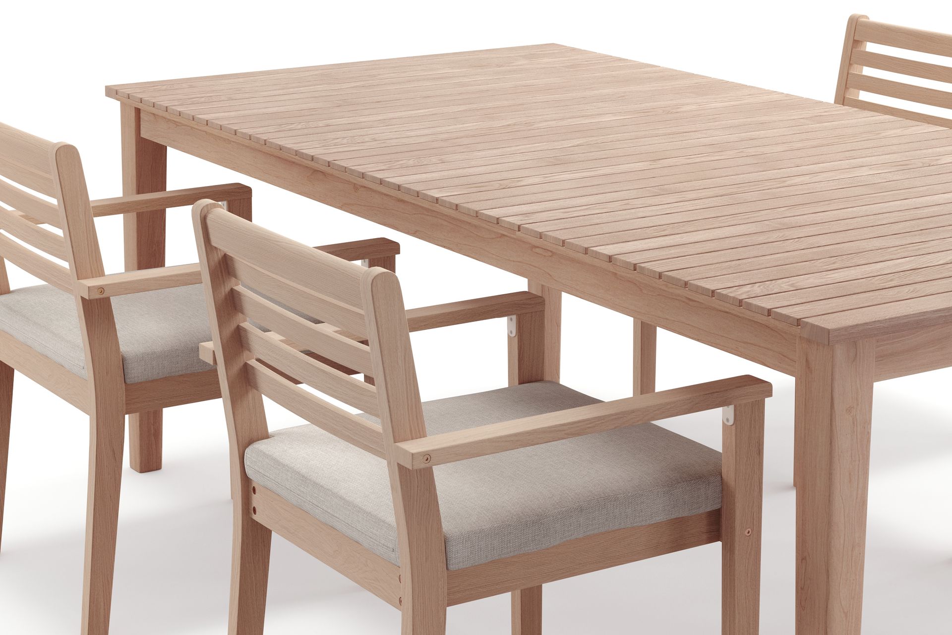 Wagnera Matgrupp Utomhus 206 cm med 4 Kamman Matstolar - Beige - Utemöbler - Utegrupp - Matgrupper utomhus
