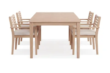 Wagnera Matgrupp Utomhus 206 cm med 4 Kamman Matstolar - Beige - Utemöbler - Utegrupp - Matgrupper utomhus