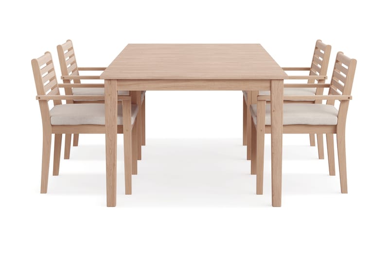 Wagnera Matgrupp Utomhus 206 cm med 4 Kamman Matstolar - Beige - Utemöbler - Utegrupp - Matgrupper utomhus