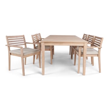 Wagnera Matgrupp Utomhus 206 cm med 6 Kamman Matstolar - Beige - Utemöbler - Utegrupp - Matgrupper utomhus