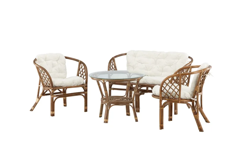 Wera Soffgrupp Utomhus 4-sits - Brun/Vit - Utemöbler - Utegrupp - Loungegrupp