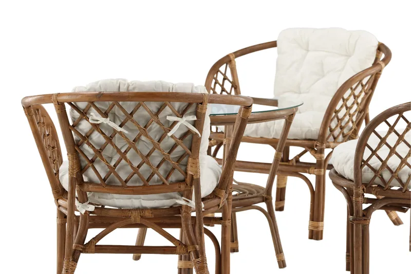 Wera Soffgrupp Utomhus 4-sits - Brun/Vit - Utemöbler - Utegrupp - Loungegrupp