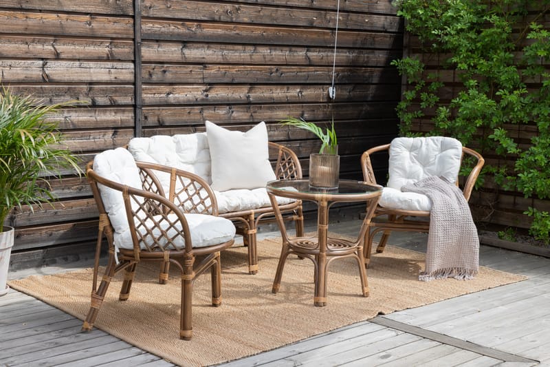 Wera Soffgrupp Utomhus 4-sits - Brun/Vit - Utemöbler - Utegrupp - Loungegrupp