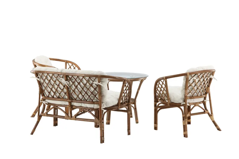 Wera Soffgrupp Utomhus 4-sits - Brun/Vit - Utemöbler - Utegrupp - Loungegrupp