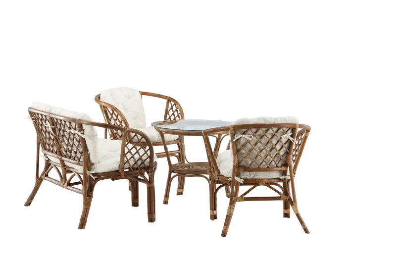 Wera Soffgrupp Utomhus 4-sits - Brun/Vit - Utemöbler - Utegrupp - Loungegrupp