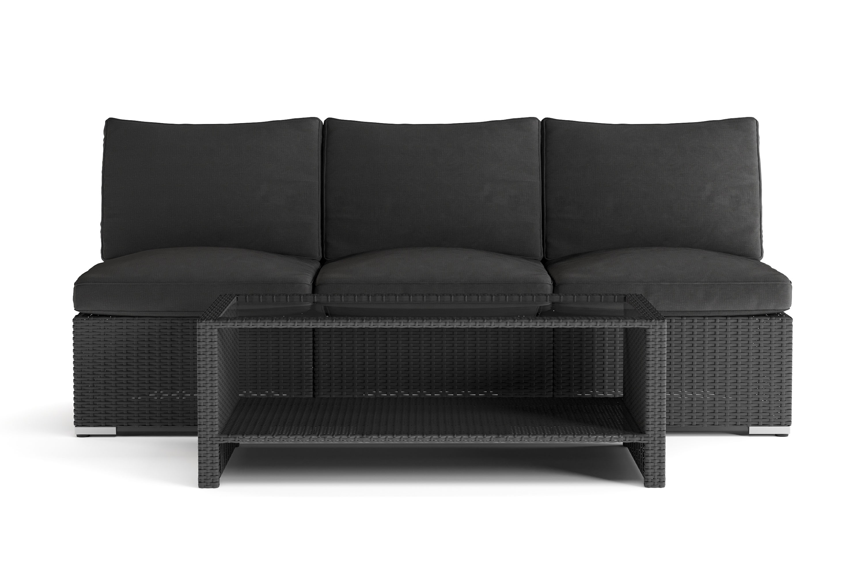 wisconsin loungegrupp utomhus 3-sits med bord konstrotting - svart