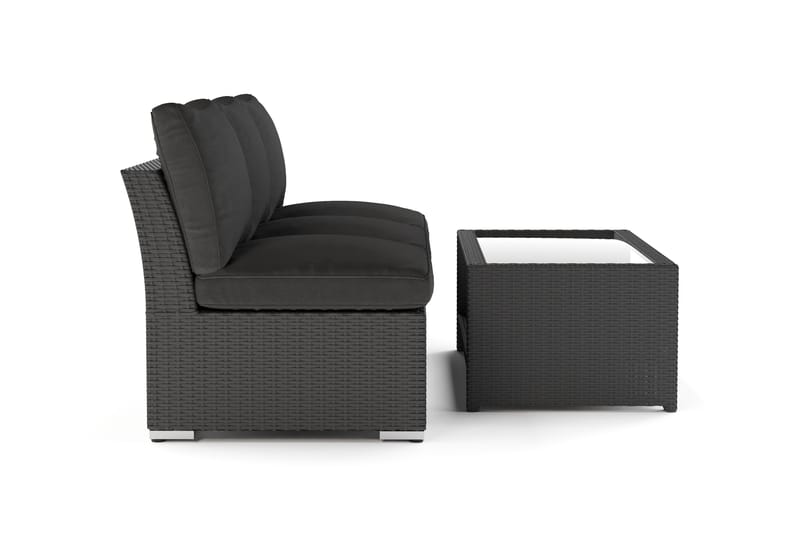 Wisconsin Loungegrupp Utomhus 3-sits med Bord Konstrotting - Svart - Utemöbler - Utegrupp - Loungegrupp