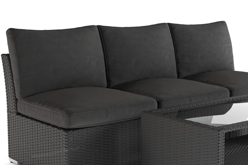 Wisconsin Loungegrupp Utomhus 3-sits med Bord Konstrotting - Svart - Utemöbler - Utegrupp - Loungegrupp