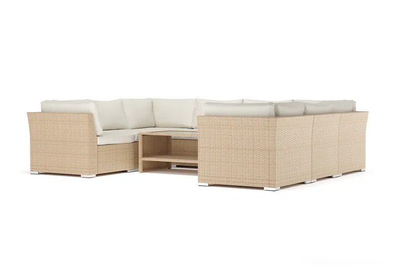 Wisconsin utomhus U-soffa 8-sits med stängt avslut, Beige