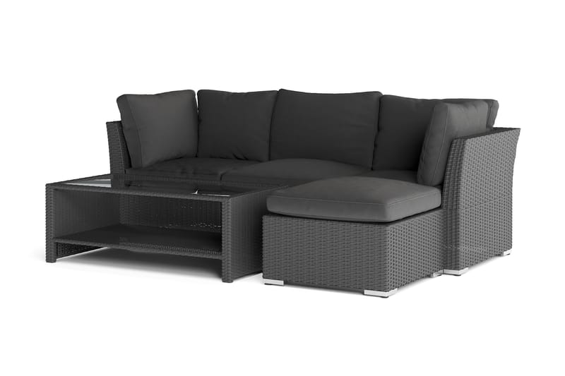 Wisconsin Premium Loungegrupp utomhus - Soffgrupp till uteplatsen Konstrotting - Svart - Utemöbler - Utegrupp - Loungegrupp