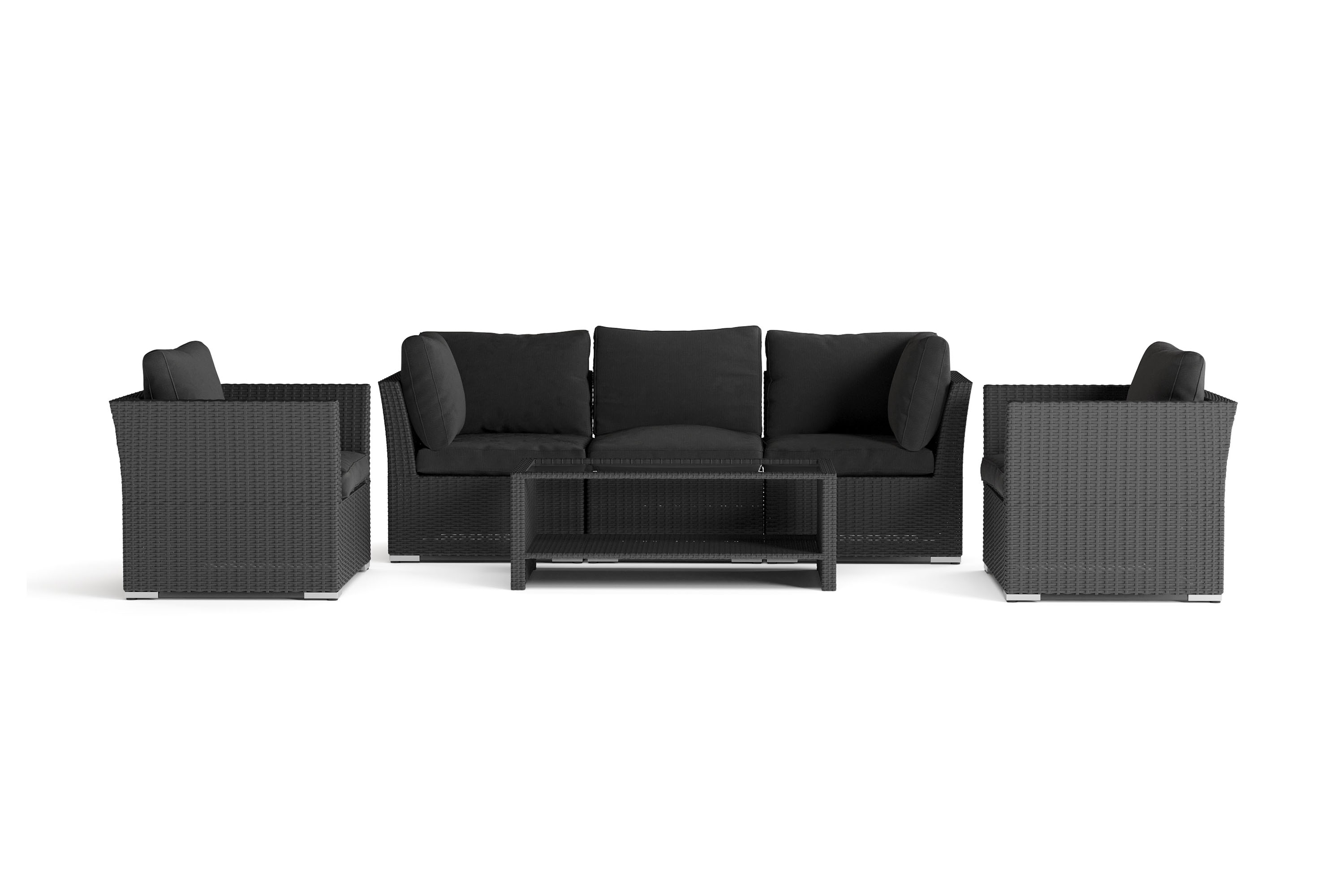 wisconsin premium loungegrupp utomhus 5-sits konstrotting - svart