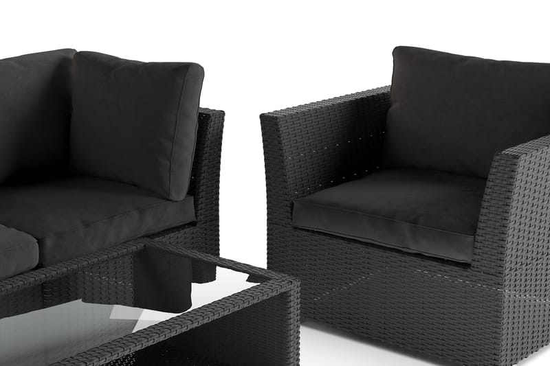 Wisconsin Premium Loungegrupp Utomhus 5-sits Konstrotting - Svart - Utemöbler - Utegrupp - Loungegrupp