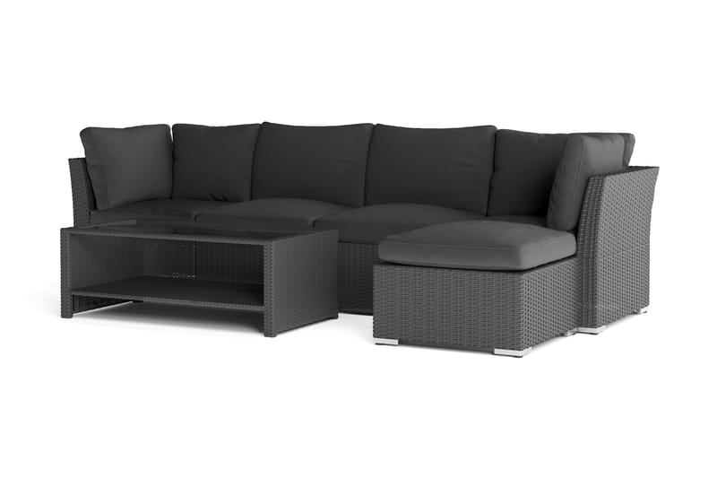 Wisconsin Premium Loungegrupp utomhus - Soffgrupp till uteplatsen Konstrotting - Svart - Utemöbler - Utegrupp - Loungegrupp