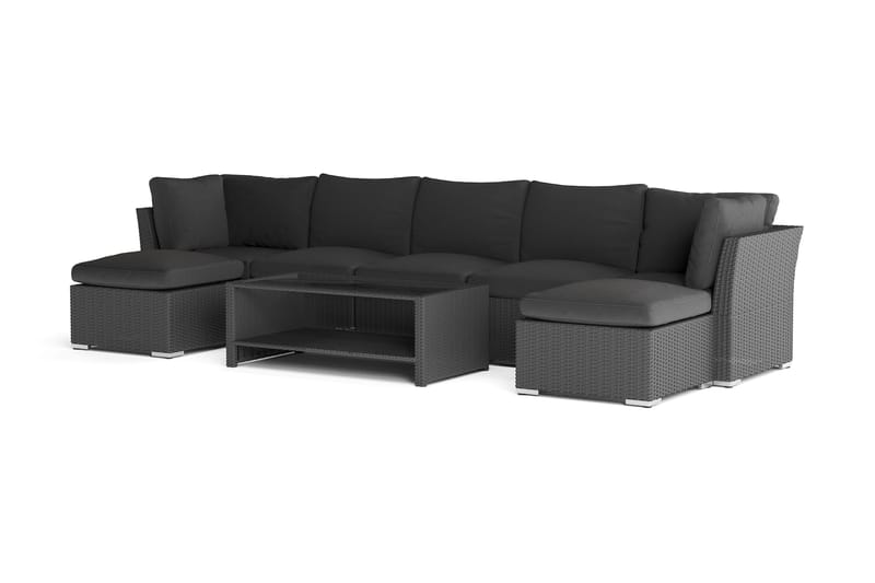 Wisconsin Premium Loungegrupp Utomhus 7-sits Konstrotting - Svart - Utemöbler - Utegrupp - Loungegrupp