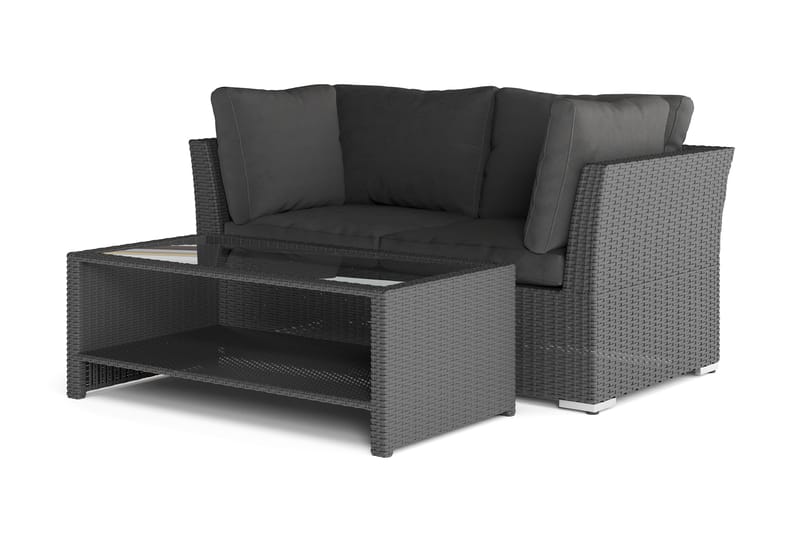 Wisconsin Premium Loungegrupp Utomhus med Armstöd 2-sits Konstrotting - Svart - Utemöbler - Utegrupp - Loungegrupp