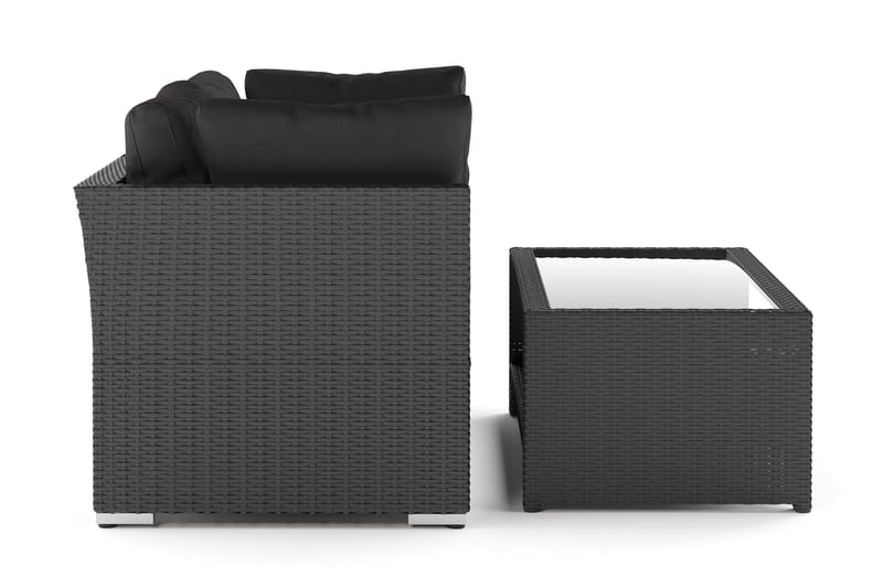 Wisconsin Premium Loungegrupp Utomhus med Armstöd 2-sits Konstrotting - Svart - Utemöbler - Utegrupp - Loungegrupp