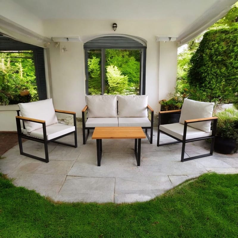 Zevric 4-sits Soffgrupp Utomhus - Beige - Utemöbler - Utegrupp - Loungegrupp