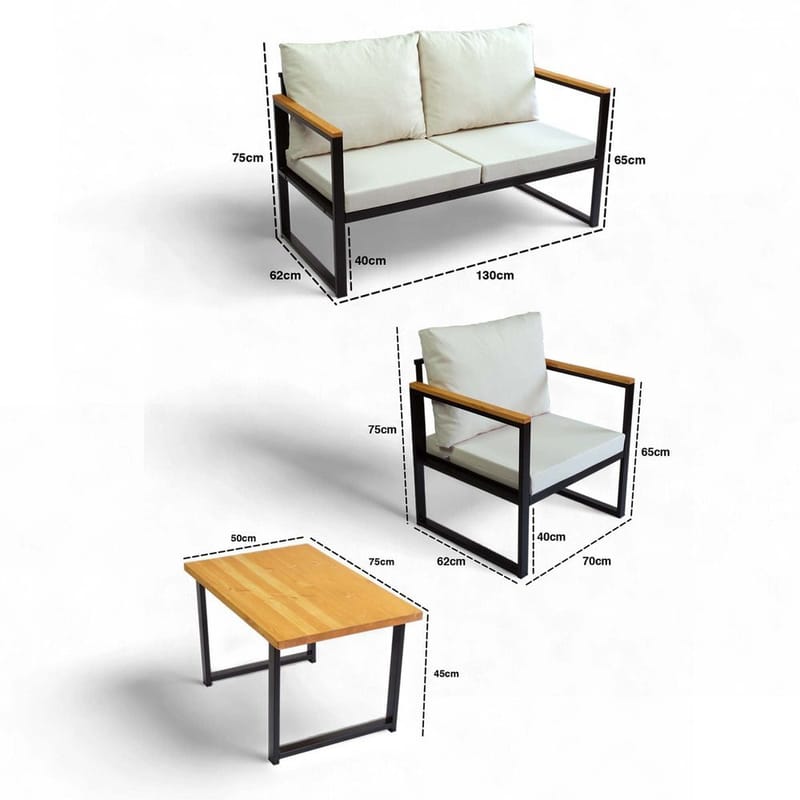 Zevric 4-sits Soffgrupp Utomhus - Beige - Utemöbler - Utegrupp - Loungegrupp