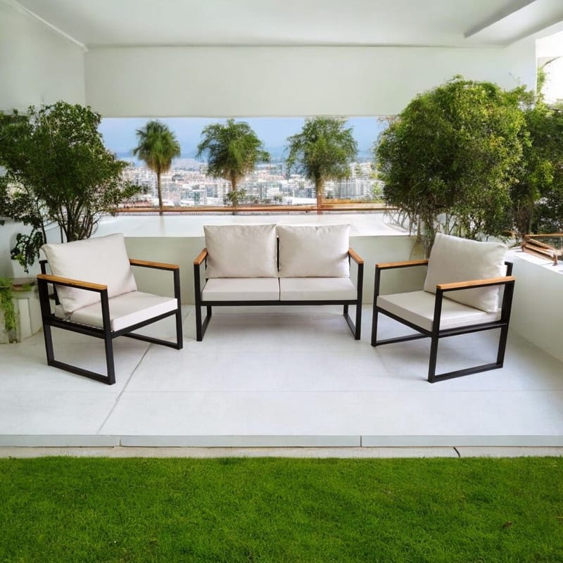 Zevric 4-sits Soffgrupp Utomhus - Beige - Utemöbler - Utegrupp - Loungegrupp