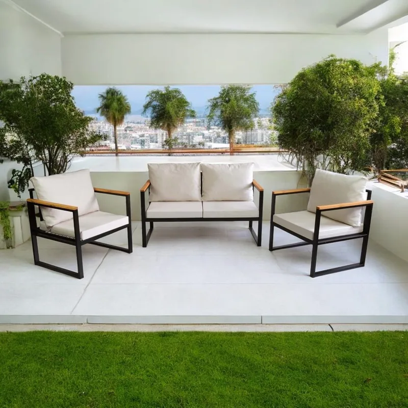 Zevric 4-sits Soffgrupp Utomhus - Beige - Utemöbler - Utegrupp - Loungegrupp