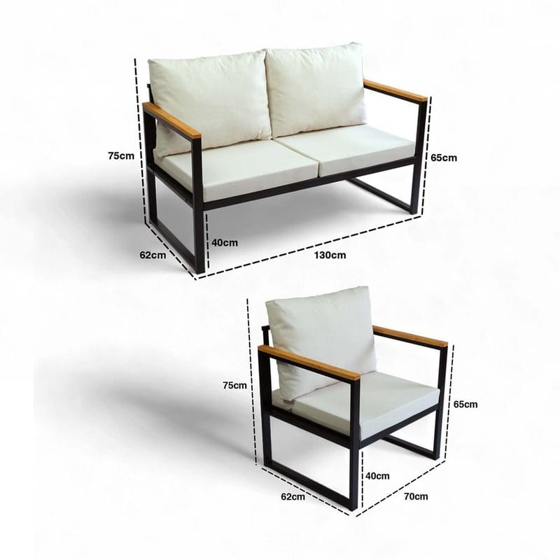 Zevric 4-sits Soffgrupp Utomhus - Beige - Utemöbler - Utegrupp - Loungegrupp