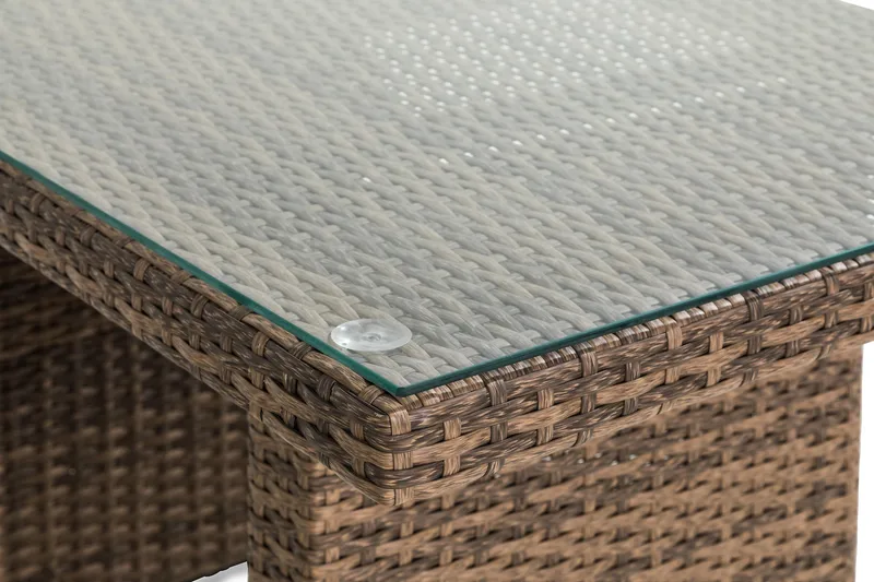 Bahamas Loungebord och Soffbord Utomhus 100 cm Konstrotting Glas - Sand - Utemöbler - Loungemöbler