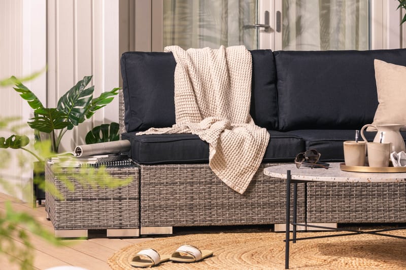 BAHAMAS Loungegrupp Utomhus Medium + 2 Sidobord Grå - Utemöbler - Loungemöbler