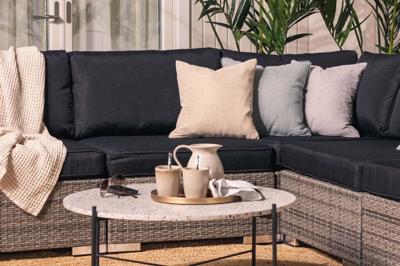 BAHAMAS Loungegrupp Utomhus Medium + 2 Sidobord Grå - Utemöbler - Loungemöbler