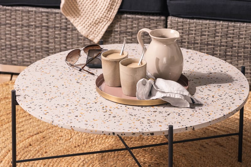 BAHAMAS Loungegrupp Utomhus Medium + 2 Sidobord Grå - Utemöbler - Loungemöbler